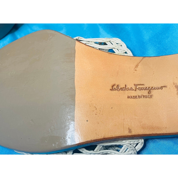 Salvatore Ferragamo Woven Leather Mules Beige/Brown women’s Size 7 - Picture 7 of 11